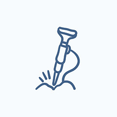 Image showing Pneumatic hammer drill sketch icon.