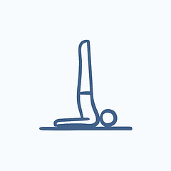 Image showing Man practicing yoga sketch icon.