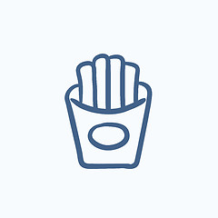 Image showing French fries sketch icon.