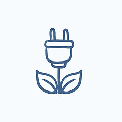 Image showing Eco green energy sketch icon.