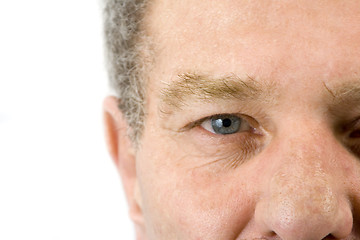 Image showing Close up on the face of a baby boomer - Isolated