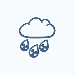 Image showing Radioactive cloud and rain sketch icon.