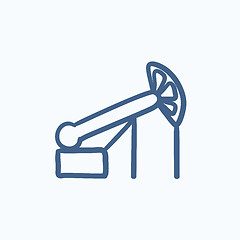 Image showing Pump jack oil crane sketch icon.