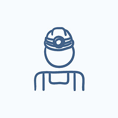 Image showing Coal miner sketch icon.