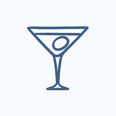 Image showing Cocktail glass sketch icon.