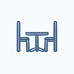 Image showing Table and chairs sketch icon.