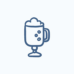 Image showing Glass mug with foam sketch icon.