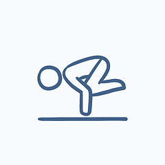 Image showing Man practicing yoga sketch icon.