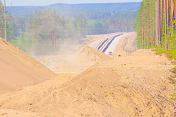 Image showing huge pile of sand for road construction