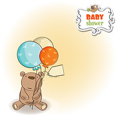 Image showing baby shower card with little  teddy bear