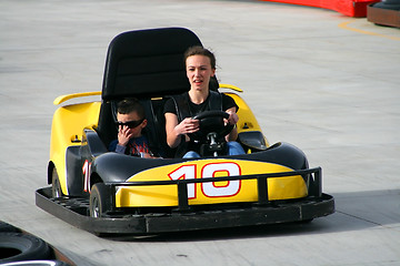 Image showing Brother and Sister on the Go Cart