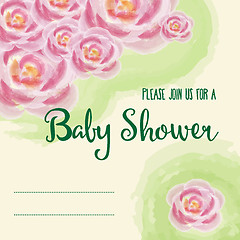 Image showing baby shower card with watercolor flowers