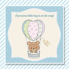 Image showing baby boy shower card with teddy bear