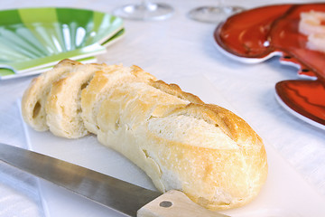 Image showing Close up on sliced bread on a table