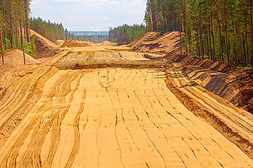 Image showing huge pile of sand for road construction