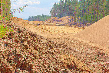 Image showing huge pile of sand for road construction