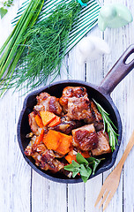 Image showing fried meat with vegetables