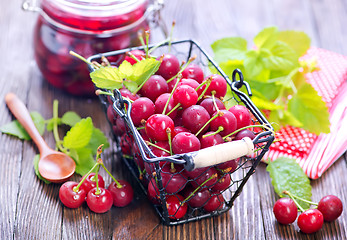 Image showing cherry jam and berries