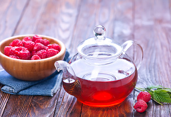 Image showing raspberry and tea