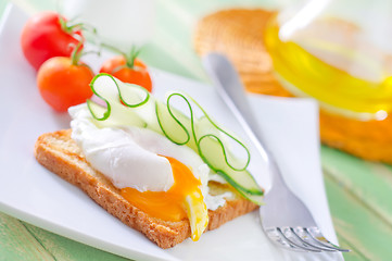 Image showing toast with poached eggs