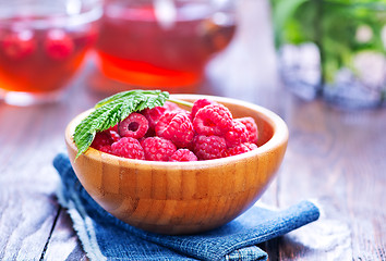 Image showing raspberry and tea