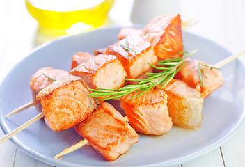 Image showing salmon kebab