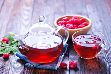 Image showing raspberry and tea