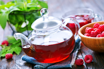 Image showing raspberry and tea