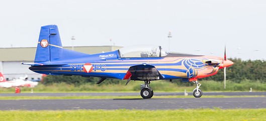 Image showing LEEUWARDEN, THE NETHERLANDS - JUNE 10, 2016: Austian PC-7 Pilatu