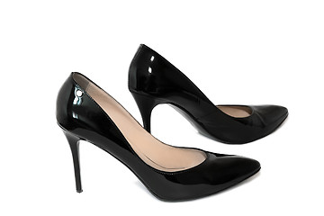 Image showing Black shoes for women high heel on a white background.