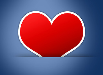 Image showing Red heart on blue back ground