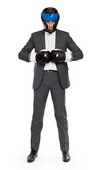 Image showing Businessman in boxing gloves 