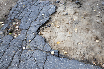 Image showing the broken asphalt