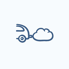 Image showing Car spewing polluting exhaust sketch icon.