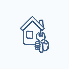 Image showing House repair sketch icon.