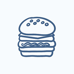 Image showing Double burger sketch icon.