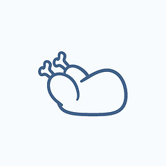 Image showing Raw chicken sketch icon.