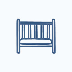 Image showing Baby cot sketch icon.