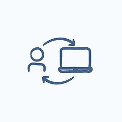 Image showing Online education sketch icon.