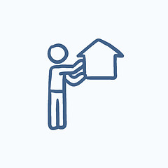 Image showing Real estate agent sketch icon.