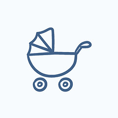 Image showing Baby stroller sketch icon.