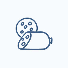 Image showing Sliced wurst sketch icon.