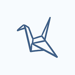 Image showing Origami bird sketch icon.