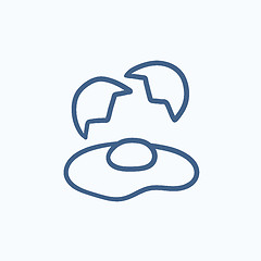 Image showing Broken egg and shells sketch icon.