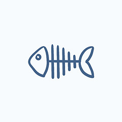 Image showing Fish skeleton sketch icon.