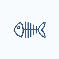 Image showing Fish skeleton sketch icon.