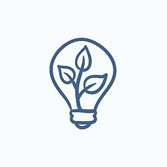 Image showing Lightbulb and plant inside sketch icon.