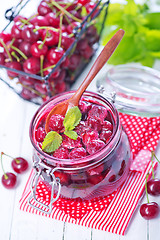 Image showing cherry jam and berries