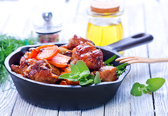 Image showing fried meat with vegetables