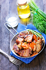 Image showing fried meat with vegetables